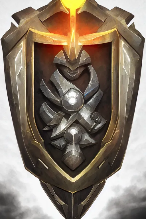 Image similar to shield fantasy epic legends game icon stylized digital illustration radiating a glowing aura global illumination ray tracing hdr fanart arstation by ian pesty and katarzyna da „ bek - chmiel