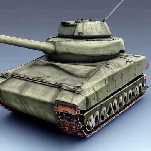 Image similar to anthropomorphic tank, hyper realistic