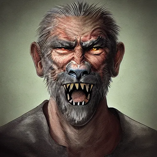 Prompt: “a fantasy digital portrait of ((((((an old man)))))), werewolf”