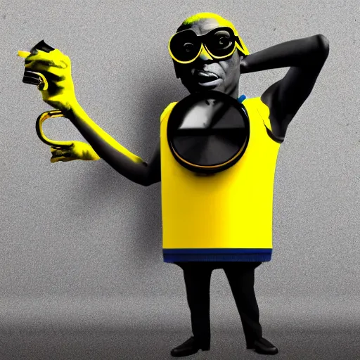 Image similar to Miles Davis as a yellow minion