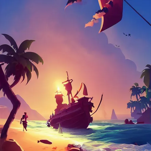 Image similar to painting treasure on sea of thieves game smooth median photoshop filter cutout vector, behance hd by jesper ejsing, by rhads, makoto shinkai and lois van baarle, ilya kuvshinov, rossdraws global illumination