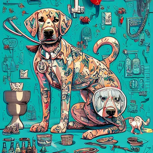 Image similar to crazy dog apartments, extremely detailed, sharp focus, wide view, full body shot, smooth, digital illustration, by james jean, by rossdraws, frank franzzeta, mcbess, sakimichan