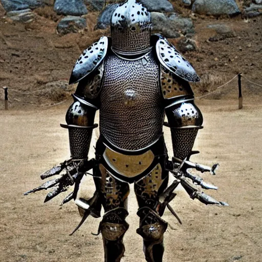 Image similar to knight wearing armor made entirely of human bones