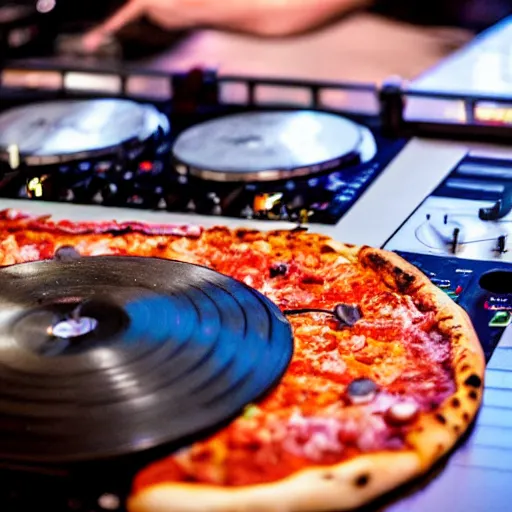 Image similar to pizza on the dj decks