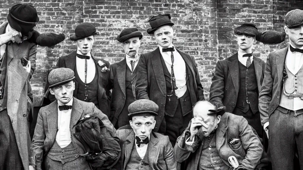 Image similar to the peaky blinders with peanuts heads