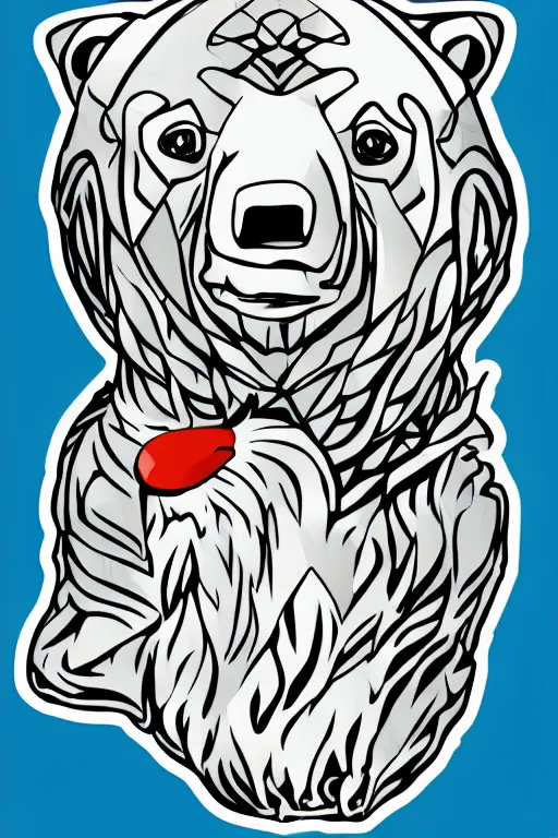 Image similar to Portrait of a polar bear, knight, medieval, sticker, colorful, illustration, highly detailed, simple, smooth and clean vector curves, no jagged lines, vector art, smooth