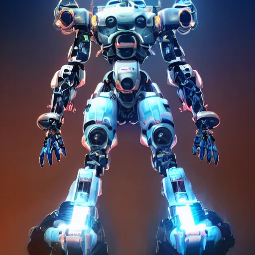 Prompt: a _ full _ body _ shot _ of _ an _ imposing _ cyborg mecha gorrila modeled _ after _ a _ futuristic solar punk technology mecha suit _ with _ glowing _ eyes _ with _ glowing _ eyes _ looking _ into _ the _ camera _ android _ cyborgglowin - h _ 6 4 0