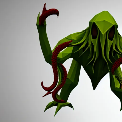 Prompt: a low poly model of Cthulhu