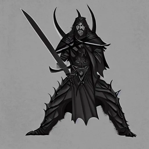 Image similar to an evil black sword, on a blank background. dungeons and dragons illustration