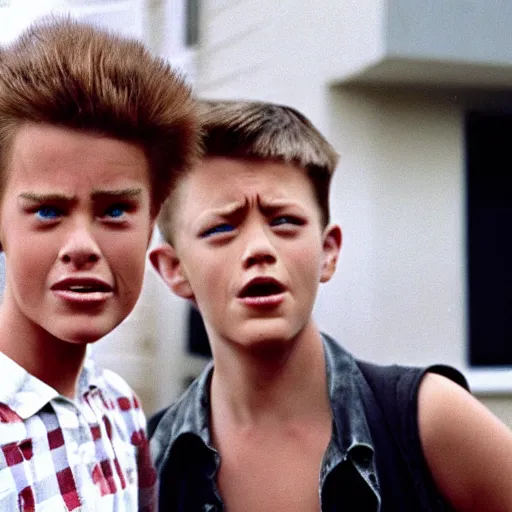 Prompt: a movie still of the beavis and butthead movie played by teenage actor look - alikes with highly detailed correctly rendered faces