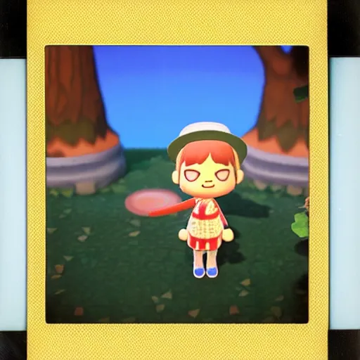 Image similar to polaroid photographs taken of animal crossing characters that may or may not be haunted