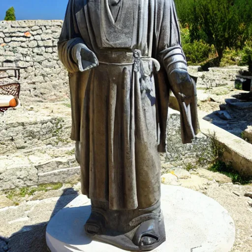 Image similar to statue of sanders in greece ancient style