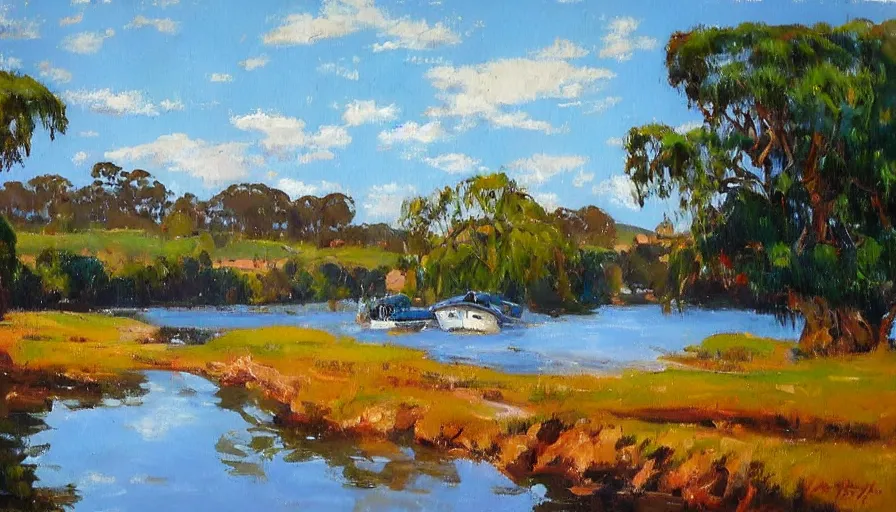 Image similar to impressionist painting by antoine blanchard of the manning river in taree australia