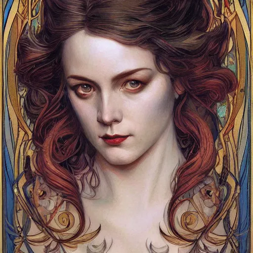 Image similar to an art nouveau painting in the style of donato giancola, and in the style of charlie bowater, and in the style of charles dulac. symmetry, smooth, sharp focus, semi - realism, intricate detail.