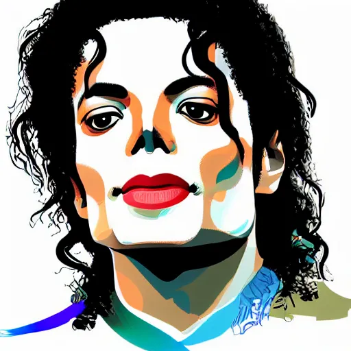 Prompt: portrait of michael jackson, highly detailed, centered, solid color background, digital painting