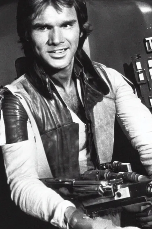 Prompt: photograph of richard jordan in costume as han solo, 1 9 7 8