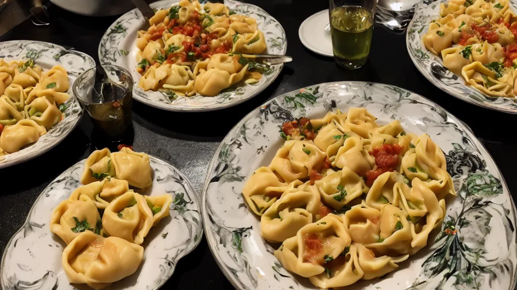 Image similar to gempunk crippling plate of tortellini