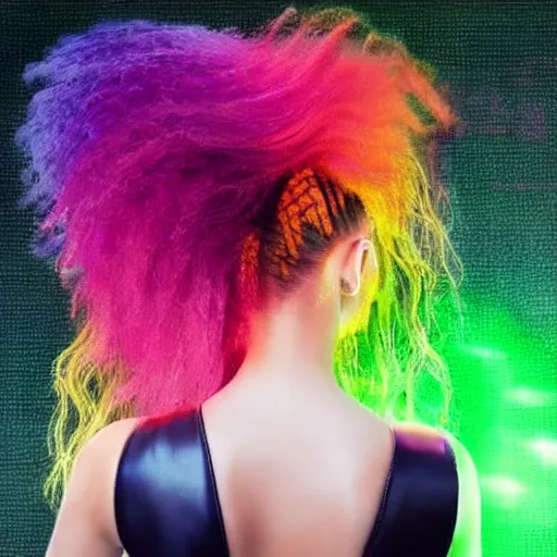 Image similar to love, diverse hair cybersuits, from behind, connection rituals, wide wide angle, vivid, elaborate, highly detailed, beautiful lighting