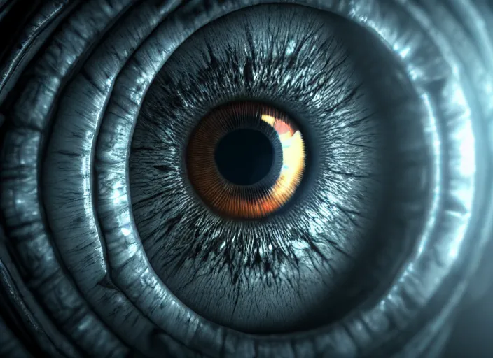 Prompt: human eye. Intricate. Very detailed 8k. Fantasy horror. Sharp. Cinematic post-processing. Unreal engine. Nanite. Ray tracing. Parallax. Tessellation