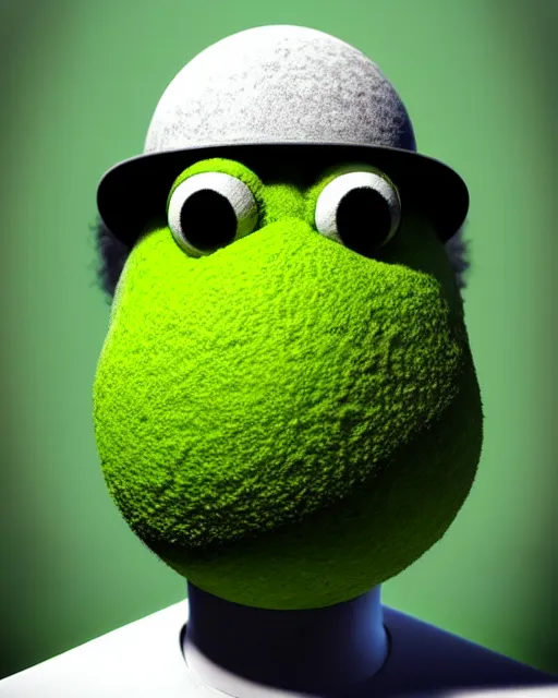 Image similar to highly detailed vfx portrait of a character of a tennis ball monster stephen bliss, chalk, unrealengine, basil gogos