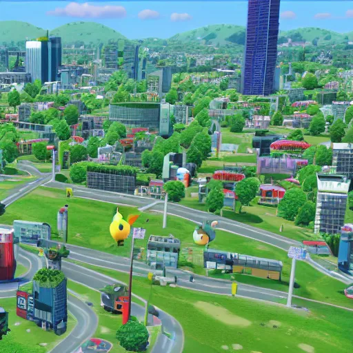 Prompt: pokemon in cities : skylines