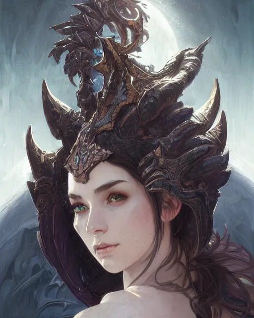 Prompt: Portrait of a Fantasy white knight, moonlit, HD, illustration, epic, D&D, fantasy, intricate, elegant, highly detailed, digital painting, artstation, concept art, smooth, sharp focus, illustration, art by artgerm and greg rutkowski and alphonse mucha, monster hunter illustrations art book