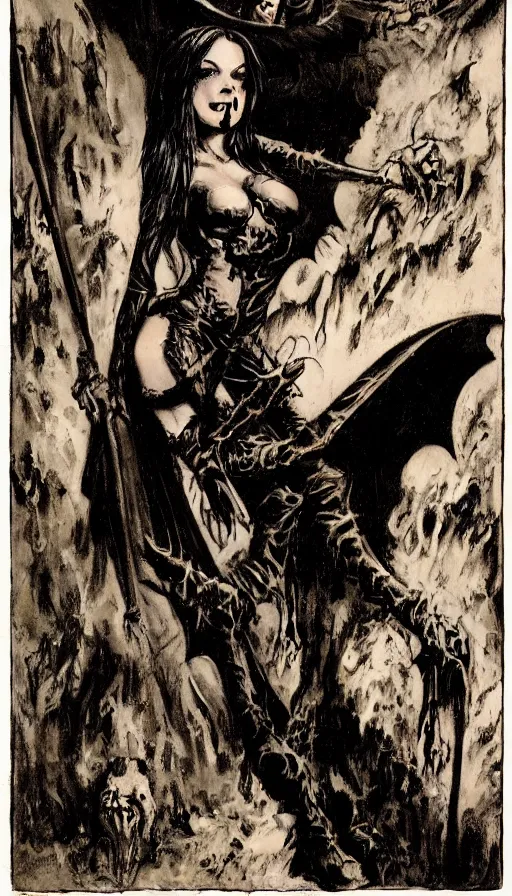 Prompt: carmilla vampire, gothic horror, by frank frazetta, candlelit catacombs, in the style of pulp magazine