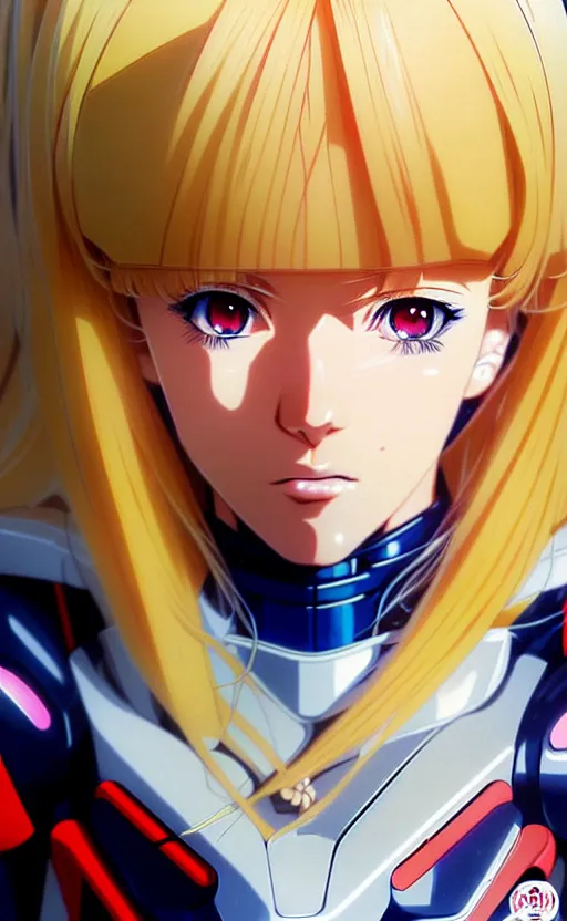 Prompt: An anime portrait of beautiful BLONDE FEMALE still from Robotech 1985 by Stanley Artgerm Lau ,WLOP , Ilya Kuvshinov , James Jean , Andrei Riabovitchev symmetrical