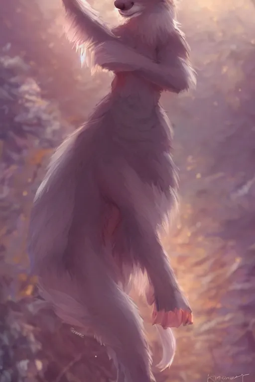 Image similar to an anthropomorphic medieval fox with a fluffy tail in the forest, trending on artstation, trending on furaffinity, digital art, by kawacy, anime, furry art, warm light, backlighting