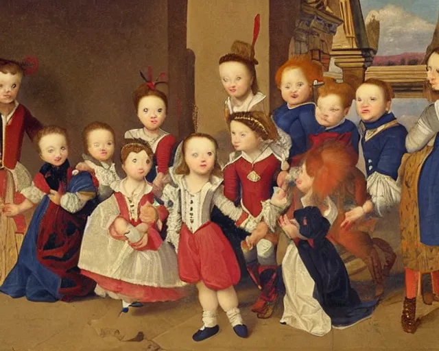 Image similar to a 1 6 0 0 s painting of rugrats