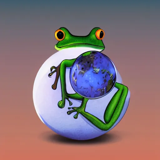 Image similar to frog in the shape of a sphere, digital art