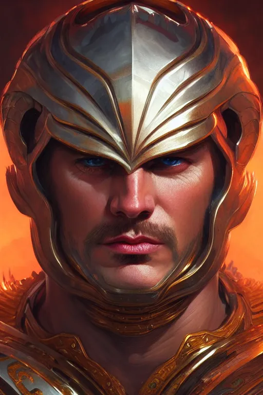 Prompt: The angry God Ares, portrait, highly detailed, digital painting, artstation, concept art, smooth, detailed armor, sharp focus, beautiful face, symmetric face, cinematic, videogame cover art, illustration, fantasy, art by Artgerm and Greg Rutkowski and Alphonse Mucha