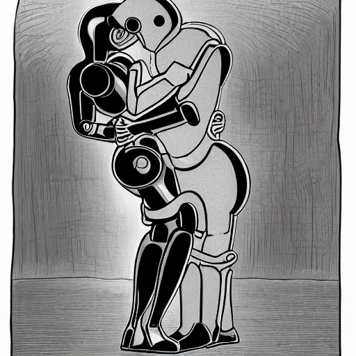 Prompt: robot kissing a girl