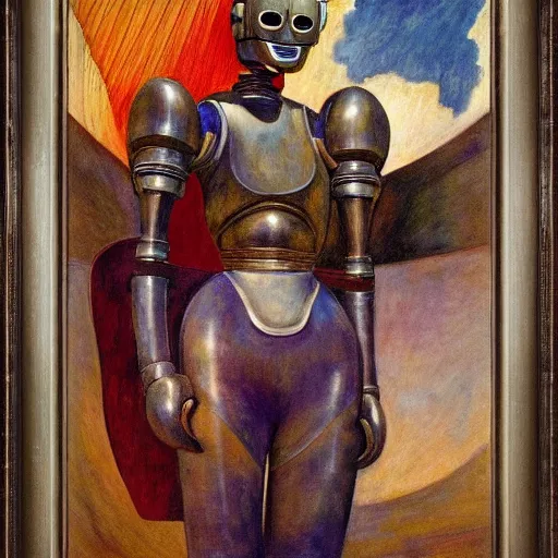 Prompt: the last guest in her robot mask, by Annie Swynnerton and Diego Rivera, symbolist, dramatic lighting, elaborate geometric ornament, god rays, soft colors,smooth, sharp focus, extremely detailed