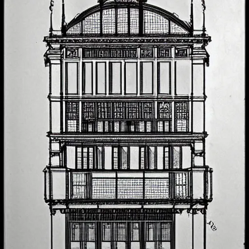 Prompt: Architectural plan of an art nouveau house in Brussels designed by Victor Horta.