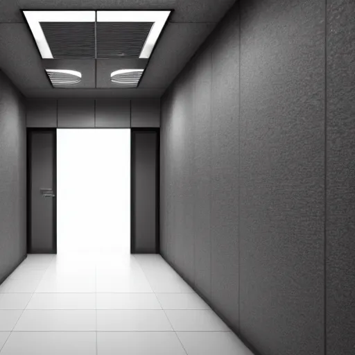 Prompt: An empty black room with an elevator