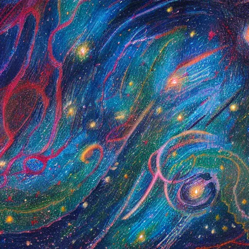 Image similar to stary night painting abstract, 1 9 2 0 ’ s colored pencil, highly detailed, highly accurate, abstract art, deep aesthetic, 8 k, highly ornate intricate details, cinematic lighting, rich colors, ray tracing, hyperrealistic, photorealistic, cinematic landscape, trending on artstation,