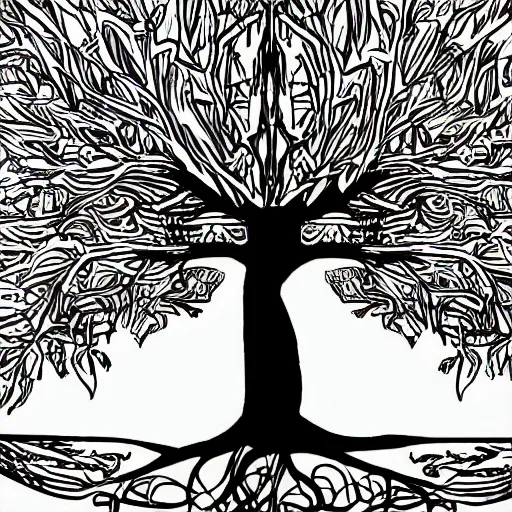 Prompt: abstract drawing of the holy golden tree of life, cinematic, ultra detailed