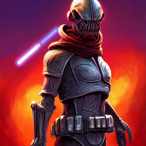 Prompt: bright, colorful, realistic, detailed from Elder Scrolls: shivering isles concept art starwars alien portrait backlighting, kodachrome, high contrast, highly detailed, sharp focus, digital painting, concept art, illustration, trending on artstation, comic book by Alex Ross and Adam Adamowicz cover art