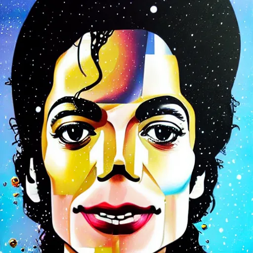 Prompt: portrait of Michael Jackson in a cosmic environment by Sandra Chevrier