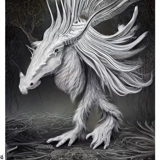 Image similar to a beautiful new creature from folklore, clear detailed view, well composed creature. ethereal fantasy art by bjarke pedersen