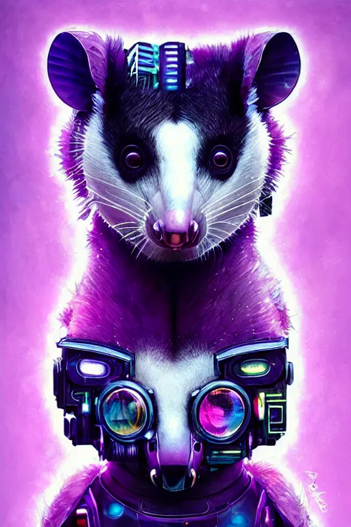 Prompt: a beautiful portrait of a cute cyberpunk opossum aaaaaaaaaa by sandra chevrier and greg rutkowski and wlop, purple blue color scheme, high key lighting, volumetric light, digital art, highly detailed, fine detail, intricate, ornate, complex, octane render, unreal engine, photorealistic