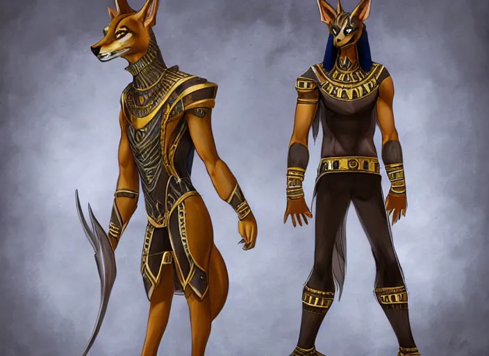 Image similar to award winning concept art fullbody egyptian wolf anubis character design of a egyptian anubis monster wolf. egyptian wolf deviantart adoptable, deviantart species style of maple story and zootopia, artgerm, studio lighting by jessica rossier and brian froud, traditional, artstationhd artstation, zootopia, hq textures