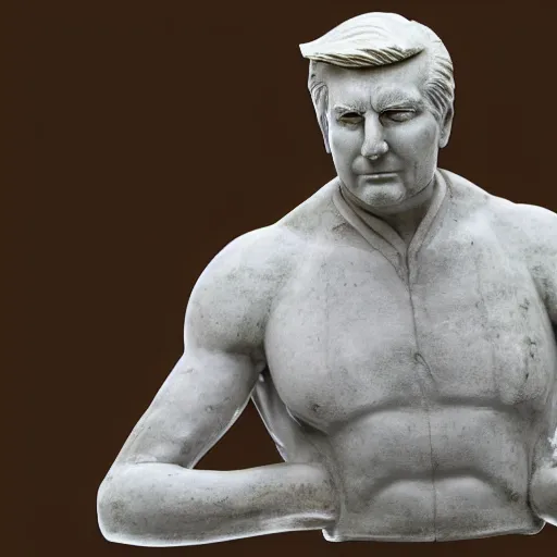 Prompt: a sculpture of Donald trump made by Donatello, marble