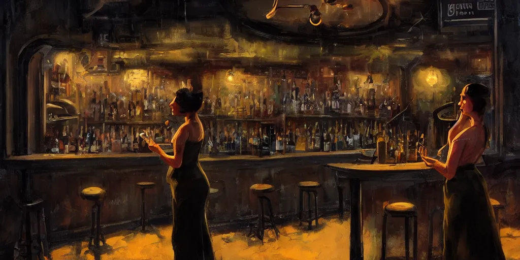 Image similar to a biped female rat is working at the bar of a 4 0 s jazz club, warm color palette, night time, dramatic lighting, noir film, character sheet, fine details, high contrast, blacksad, kim jung gi, greg rutkowski, trending on artstation, 8 k, front view, back view, ultra wide angle