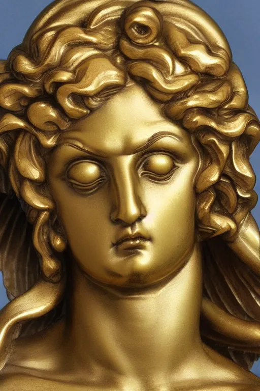 Prompt: archangel Michael, face, closeup, ultra detailed, bronze, Guido Reni style