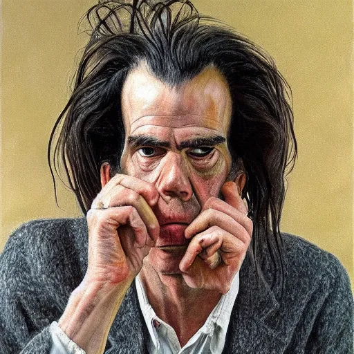 Image similar to high quality high detail painting by lucian freud, hd, nick cave