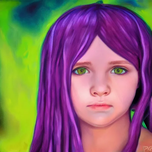 Prompt: preteen, purple eyes, small purple tentacle, photorealism, 4k,