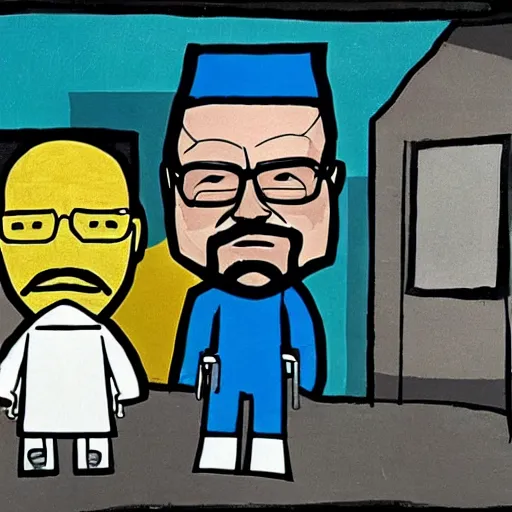 Prompt: a scene from breaking bad featuring walter white by pablo picasso