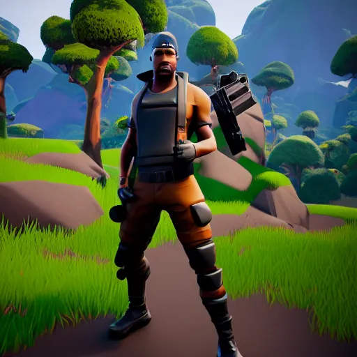 Prompt: artis rock as a fortnite character, screenshot from fortnite, 3 d unreal engine render